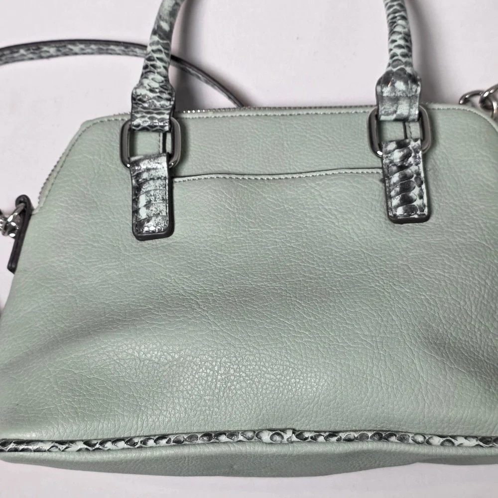 Liz Claiborne Mini Satchel Dome‎ Crossbody Bag Medium Mint Green Snakeskin Trim